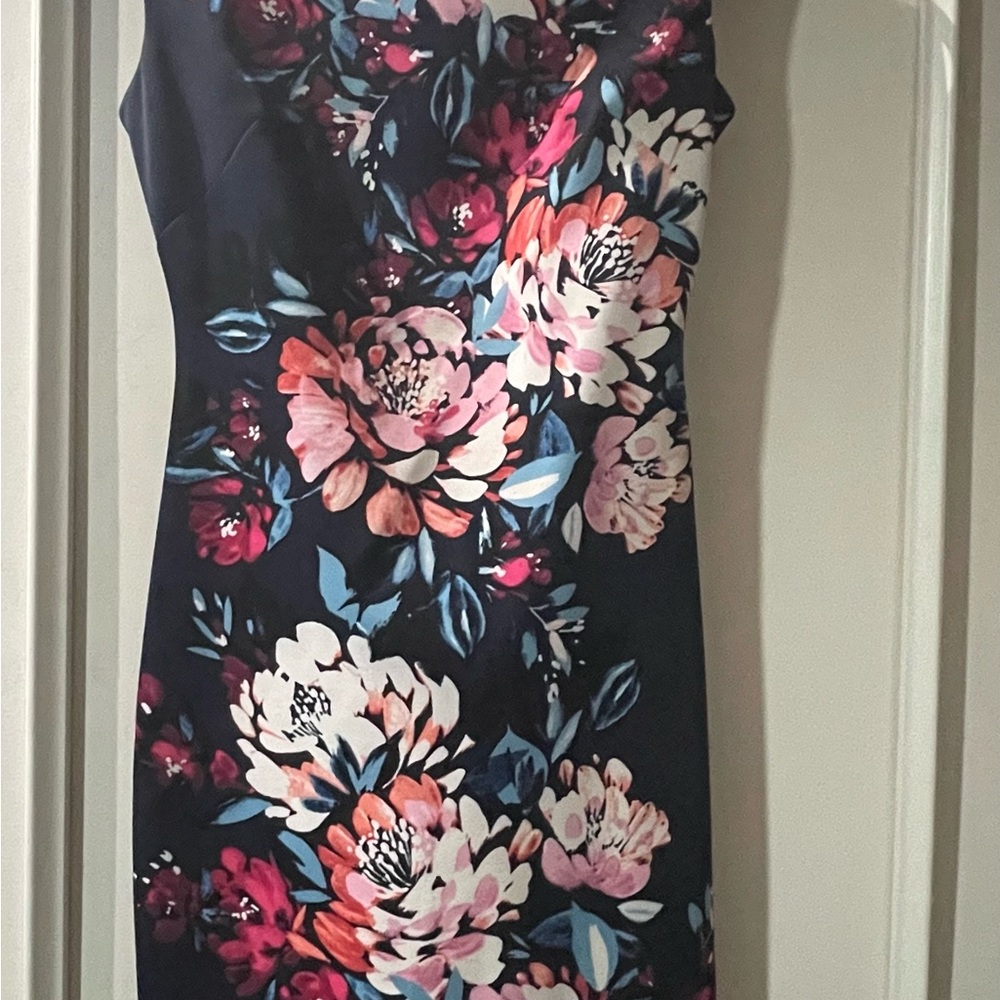 Vince Camuto Navy Floral Midi Dress